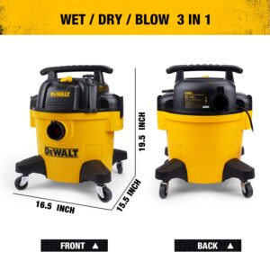 DEWALT 6 Gallon DXV06PZ 4 Peak HP Poly Wet/Dry Vac, Heavy-Duty Shop Vacuum with Blower Function Yellow+Black