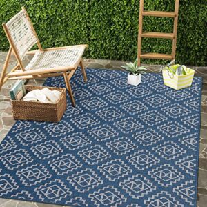 u'artlines indoor outdoor area rugs aztec boho chic non-shedding large floor mat and rug for outdoors, rv, patio, backyard, deck, picnic, beach, trailer, camping (4' x 6', cream/blue)