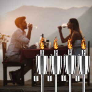 Oil Torch Lamp Torch for Patio/Garden/Lawn/Backyard - 55 inch - Stainless Steel - Fiber Glass Wick - Set of 4 Pieces-Outdoor Oil Lamp for Citronella