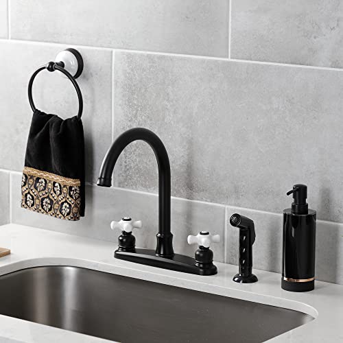 Kingston Brass FB7790PXSP Victorian 8-Inch Centerset Kitchen Faucet with Sprayer, Matte Black