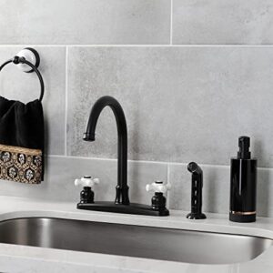 Kingston Brass FB7790PXSP Victorian 8-Inch Centerset Kitchen Faucet with Sprayer, Matte Black