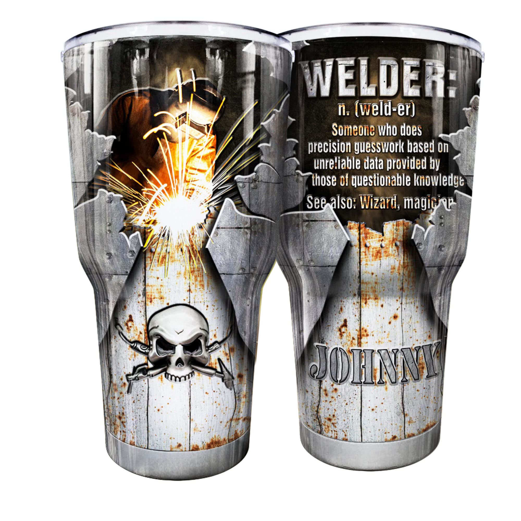 N NAMESISS All Over Printed Tumbler, WELDER Personalized Someone Data Provided By Those Of Questionable, Magician, Gift for Father, Him, Father's Day, 30 OZ