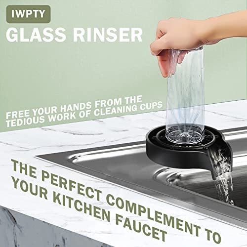 Glass Rinser for Kitchen Sink, Faucet Glass Washer Stainless Steel, Bottle Cleaner Sink Attachment, Metal Cup Rinsing Device Bar Kitchen Sinks Accessories, Black