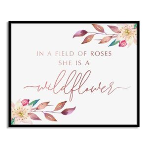 in a field of roses, she is a wildflower, girl room wall decor, floral flowers print, child art, nursery print, wildflower decor, unframed (8x10 inch)