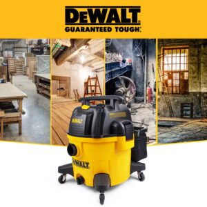 DEWALT 9 Gallon DXV09PZ New Version Poly Wet/Dry Vac, Heavy Duty Shop Vacuum for Jobsite/Workshop, Yellow