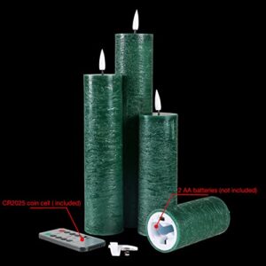 duduta Green Flameless LED Pillar Candles with Remote Φ 2" H 4" 6" 8" 10", Slim Tall Battery Operated St Patricks Day Candles Set of 4