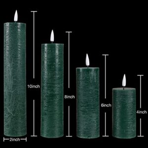 duduta Green Flameless LED Pillar Candles with Remote Φ 2" H 4" 6" 8" 10", Slim Tall Battery Operated St Patricks Day Candles Set of 4