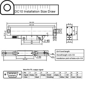 High Accuracy Linear Scale Encoder 5um 270mm (10") Travel Length for Lathe Machine Milling Machine DRO Tools