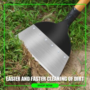 OUHO Multi-Functional Outdoor Garden Cleaning Shovel Steel Flat Shovel ice Shovel Weeding Planting Farm Weeding