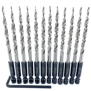 FTG USA Countersink Drill Bit Set 6 Pc #8 (11/64") with 13 Pc Replacement Countersink Drill Bit #8 (11/64") Pro Pack Countersink Set, Tapered Countersink Bit, 1 Stop Collar, 2 Hex Wrench