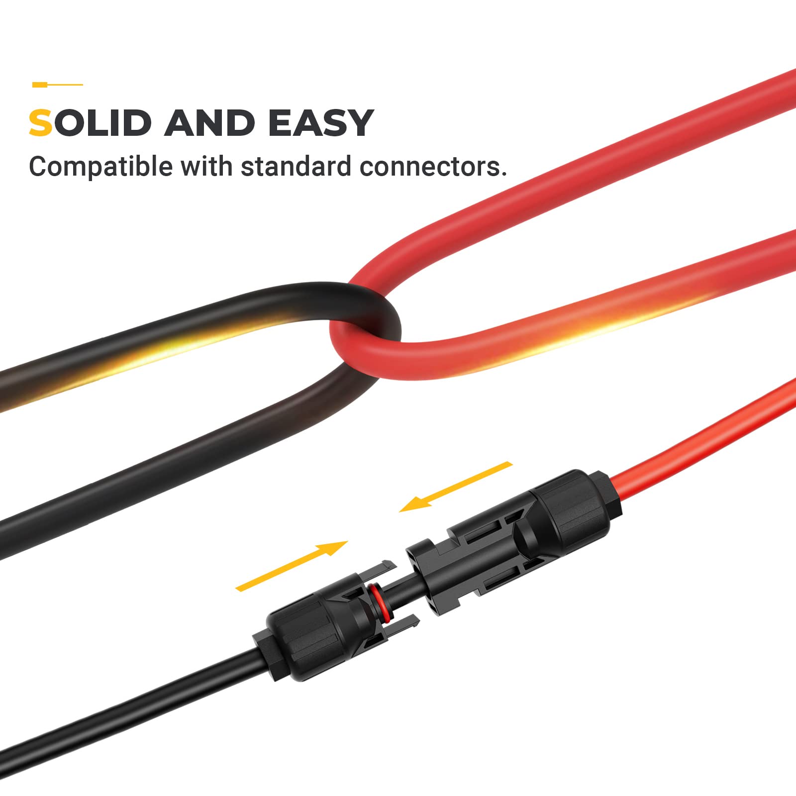 BougeRV 16.5 Feet 12AWG Solar Extension Cable with Female and Male Connector with Extra Free Pair of Connectors Solar Panel Adaptor Kit Tool (16.5FT Red + 16.5FT Black)