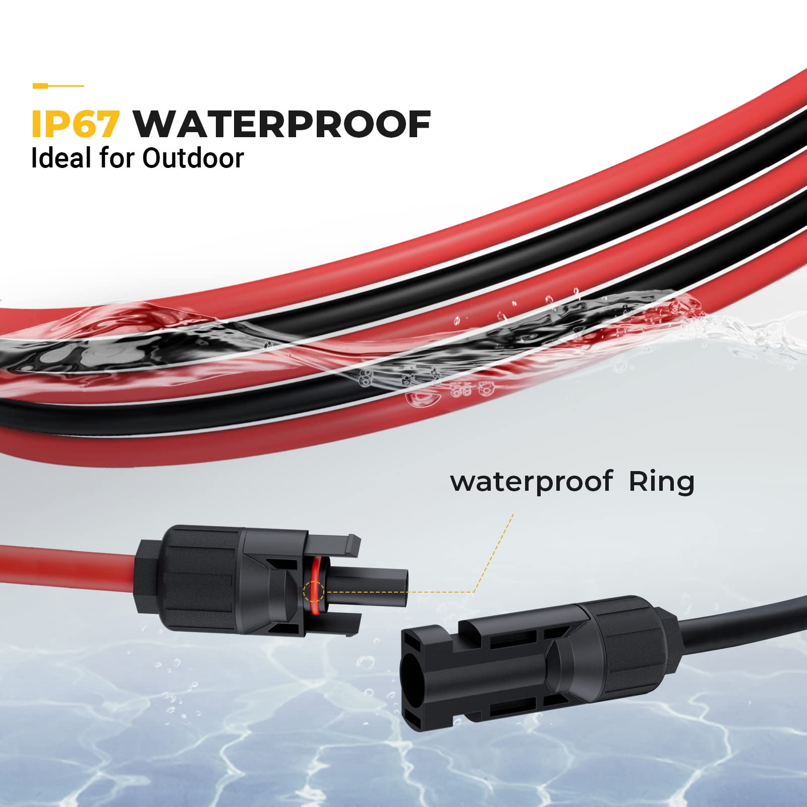 BougeRV 16.5 Feet 12AWG Solar Extension Cable with Female and Male Connector with Extra Free Pair of Connectors Solar Panel Adaptor Kit Tool (16.5FT Red + 16.5FT Black)
