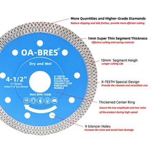 3Pack 4-1/2 Inch Diamond Saw Blade, X-Teeth Super Thin Porcelain and Ceramic Tile Blade for Angle Grinder, Diamond Cutting Wheel for for Cutting Porcelain Ceramic Granite Marble Tile