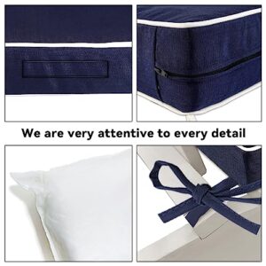 PNP FKJP 2 Pack Outdoor Chair Cushion 20" X 20" X 4", Waterproof Outdoor Seat Cushions with Non-Skid Ties, Navy (Cushion + Cover)