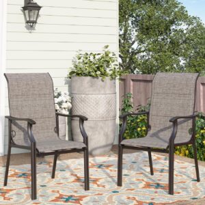 PHI VILLA 7 PCS Patio Dining Set, Outdoor Table Chair Set with Large Metal Table, 6 High Back Patio Chairs Include 4 Fixed and 2 Swivel Chair, Patio Furniture Dining Set for Patio Lawn Garden