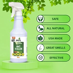 Spritz Ant Spray Indoor – Plant Based Petsafe - Non-Toxic Deterrent & Killer - USA-Made Works Instant On All Ant Types 16oz