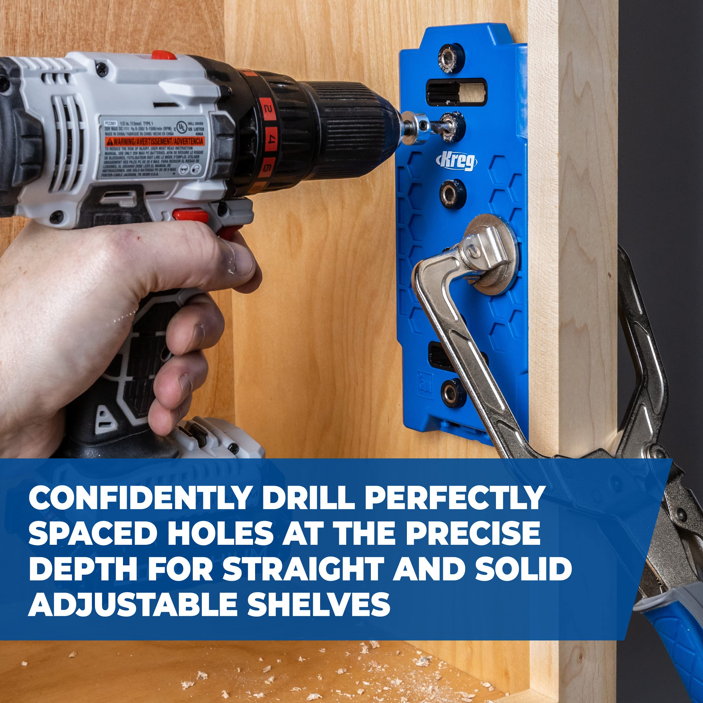 Kreg KMA3225 Shelf-Pin Jig 1/4" (6 mm) - Shelf Pin Drilling Jig - Create Perfect Holes for Wobble-Free Shelves - Drill Guide for Straight Holes