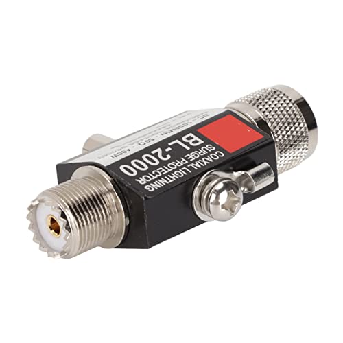 Coaxial Arrestor, PL259 Female to Male 400W Low Loss VSWR Lightning Surge Protector Coaxial Arrester for Building Antenna for Transceivers, Receivers, etc