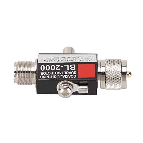 Coaxial Arrestor, PL259 Female to Male 400W Low Loss VSWR Lightning Surge Protector Coaxial Arrester for Building Antenna for Transceivers, Receivers, etc