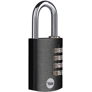 Yale 2 Pack 4 Digit Combination Lock Outdoor Waterproof Padlock for School Gym Locker, Sports Locker, Fence, Toolbox, Gate, Case, Hasp Storage (Black)