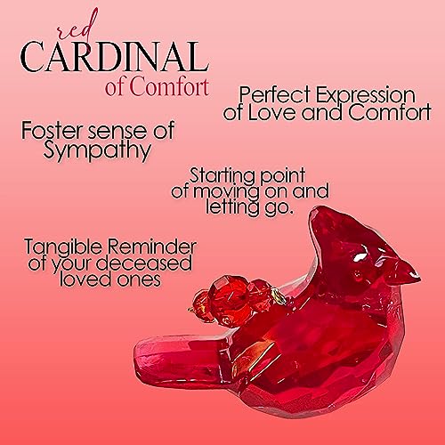 Cardinal of Comfort Visitor from Heaven Sympathy Gift Set Memorial Cardinal Gifts Bereavement Gifts Remembrance Gift for Loss of Father, Mom, Sister - Red Bird Crystal Window Décor