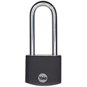 yale 2.2 inch long shackle covered aluminum lock with 3 keyed alike keys for school gym locker, fence, gate, toolbox, case, hasp storage (black)