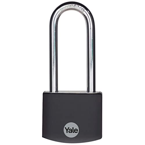 Yale 2.2 Inch Long Shackle Covered Aluminum Lock with 3 keyed Alike Keys for School Gym Locker, Fence, Gate, Toolbox, Case, Hasp Storage (Black)