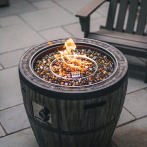 Global Outdoors Wine Barrel Gas Fire Pit 27L X 27W X 24H