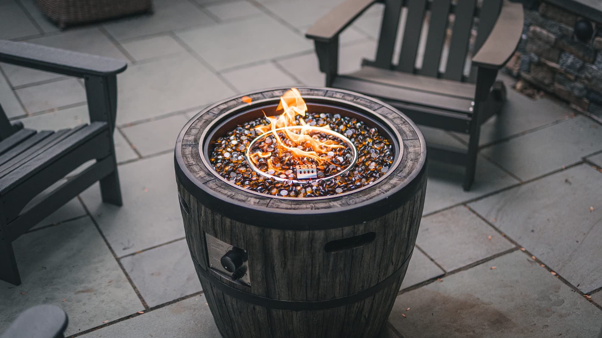 Global Outdoors Wine Barrel Gas Fire Pit 27L X 27W X 24H