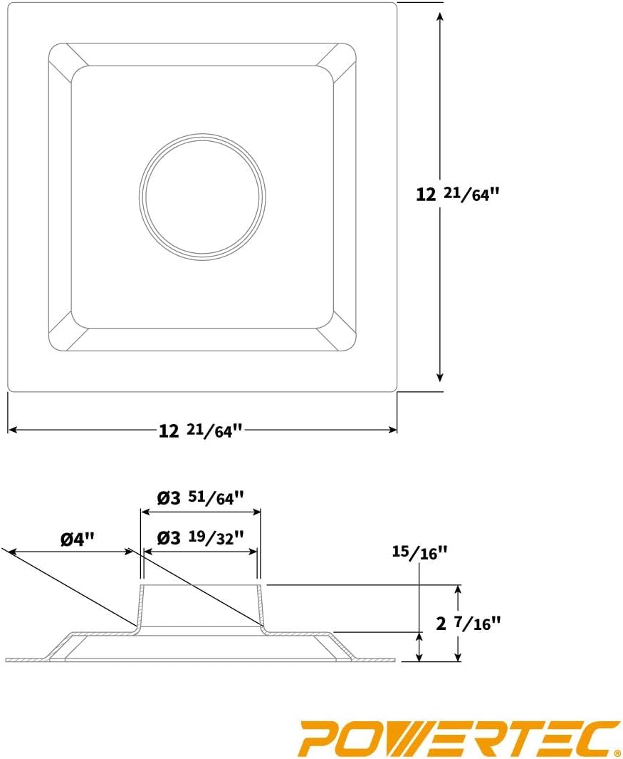 POWERTEC 70131V 12-Inch Table Saw Dust Hood, 1 PK