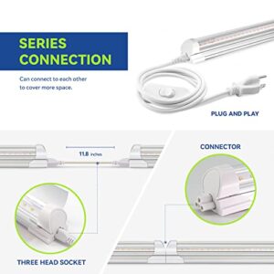 Monios-L Led Grow Lights for Indoor Plants Full Spectrum,T8 4FT 84W(2x42W) 5000K Growing Strips for Seedlings,Hanging Sunlight Replacement with Reflectors,2-Pack