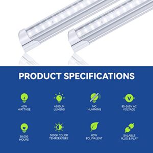 Monios-L Led Grow Lights for Indoor Plants Full Spectrum,T8 4FT 84W(2x42W) 5000K Growing Strips for Seedlings,Hanging Sunlight Replacement with Reflectors,2-Pack