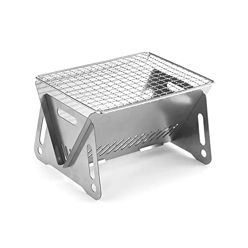 Camp Mini Grill Outdoor Portable Stainless Steel Grill and Portable Fire Pit Wood Stove