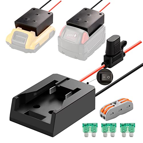 Power Wheels Adapter, Battery Adapter Conversion Kit for Dewalt 20V and Milwaukee M18, with Switch and 3 Pcs Fuse, with 12 Gauge Wire, Good Power Convertor for DIY Your Projects ZSOUUI