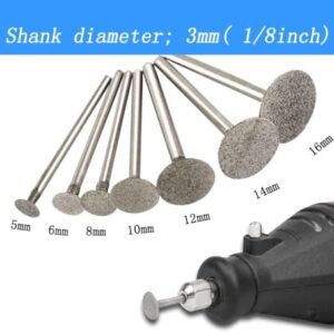 Luo ke 7 Pcs Diamond Cutting Burr, 1/8'' Shank Diamond Burs Stone Carving Sets For Dremel Rotary Tools