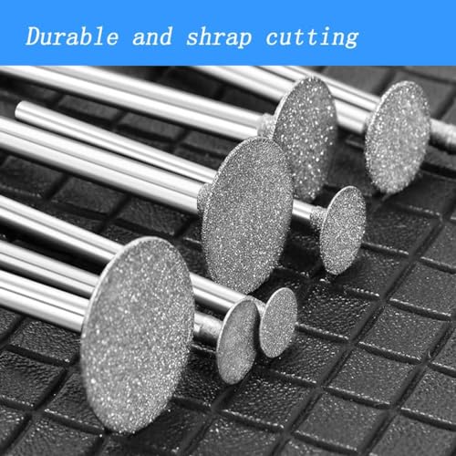 Luo ke 7 Pcs Diamond Cutting Burr, 1/8'' Shank Diamond Burs Stone Carving Sets For Dremel Rotary Tools