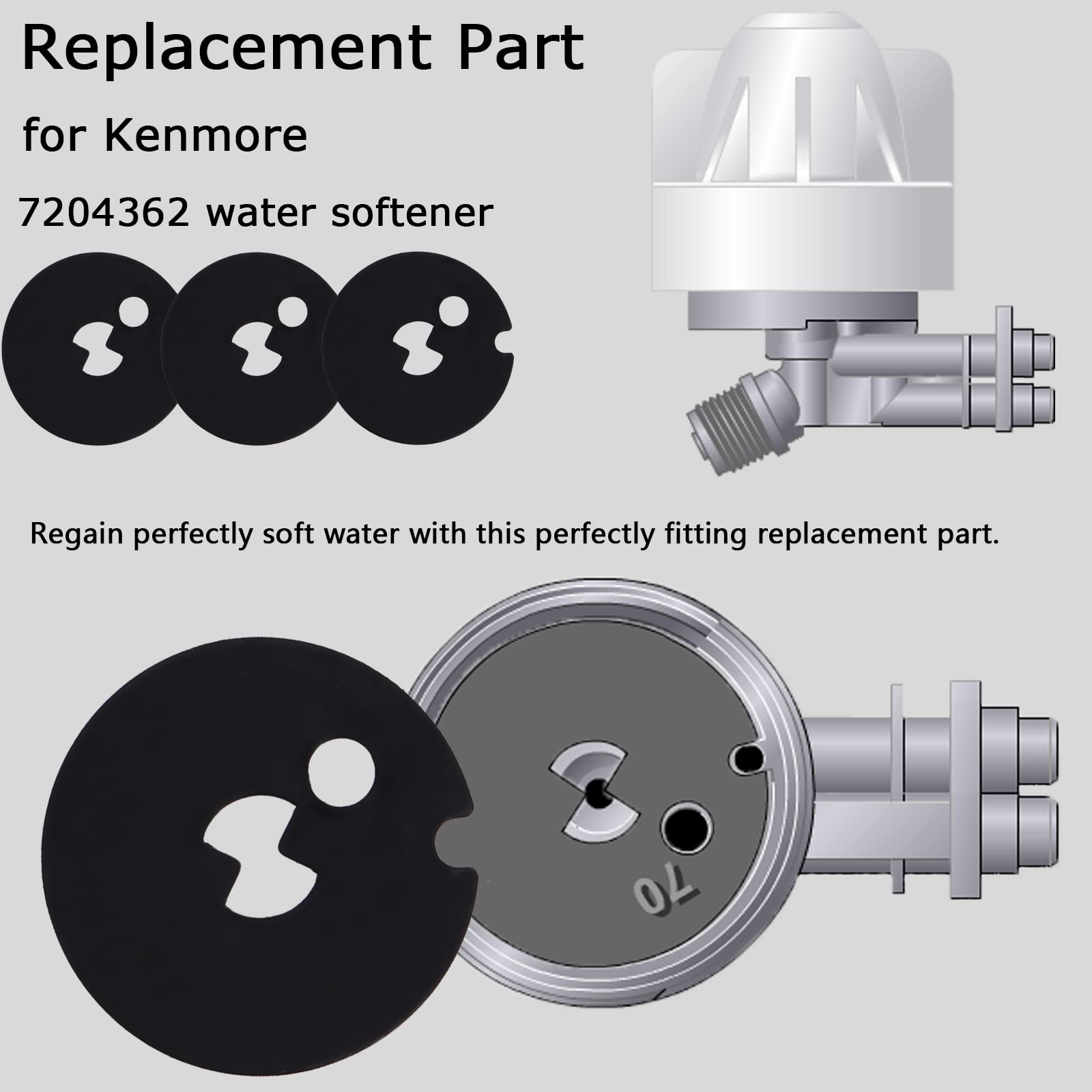 7204362 Water Softener Venturi Gasket Replacement, Compatible with Whirl-Pool, Ken-More, Ken-More Eli-te & Eco-dyne, Ken-More Water Softener Parts（3 pcs）