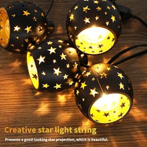 Afirst Lantern String Lights Cafe Light 11FT with 10 LED Bulbs and Star Pattern Lamp Shades Waterproof Connectable Bistro Lights for Outdoor Patio