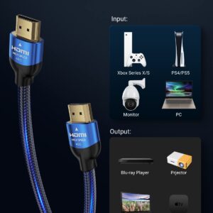 TISOFU【Ultra Certified 10K 8K HDMI Cable 6FT: HDMI 2.1 Cables 48Gbps High Speed Premium Braided Cord 8K@60Hz 4K@120Hz 4K@144Hz HDCP 2.2&2.3 CL3 ARC eARC for HD/HDR/HDTV