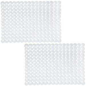 coopay 2 pack kitchen sink mat plastic sink protect mat pvc eco-friendly kitchen adjustable stainless steel/porcelain dish drying pad sink protector for bottom of kitchen sink, 15 x 11 inches (clear)