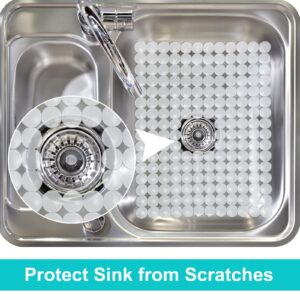 Coopay 2 Pack Kitchen Sink Mat Plastic Sink Protect Mat PVC Eco-Friendly Kitchen Adjustable Stainless Steel/Porcelain Dish Drying Pad Sink Protector for Bottom of Kitchen Sink, 15 x 11 Inches (Clear)