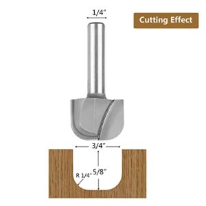 SpeTool 1/4" Shank Bowl & Tray Router Bit 3/4 Cutting Diameter Double Flute Woodworking Milling Cutter Tool
