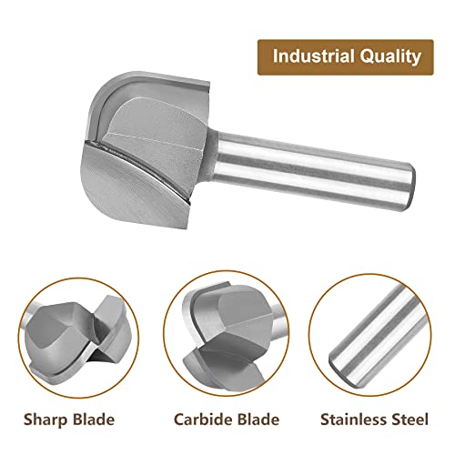 SpeTool 1/4" Shank Bowl & Tray Router Bit 3/4 Cutting Diameter Double Flute Woodworking Milling Cutter Tool