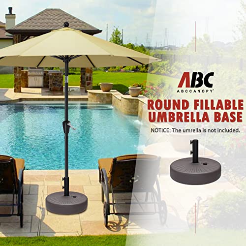 ABCCANOPY Patio Umbrella Base, 48.5lbs Capacity Fillable Market Patio Outdoor Heavy Duty Umbrella Stand(Brown)