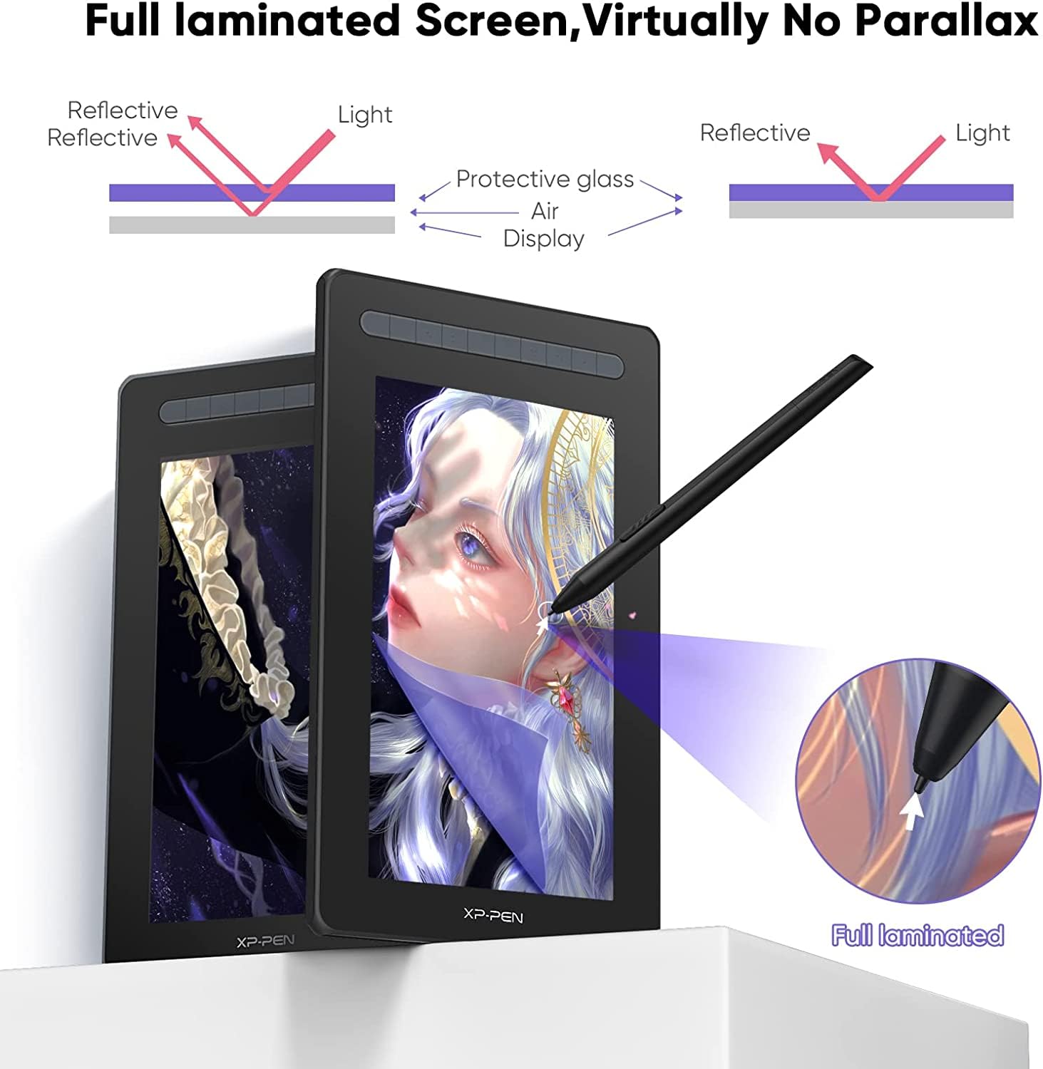 Drawing Tablet with Screen - XP-PEN Artist 2nd Pen Display Computer Graphics Tablet with Battery-Free X3 Stylus (15.4 inch, Black)