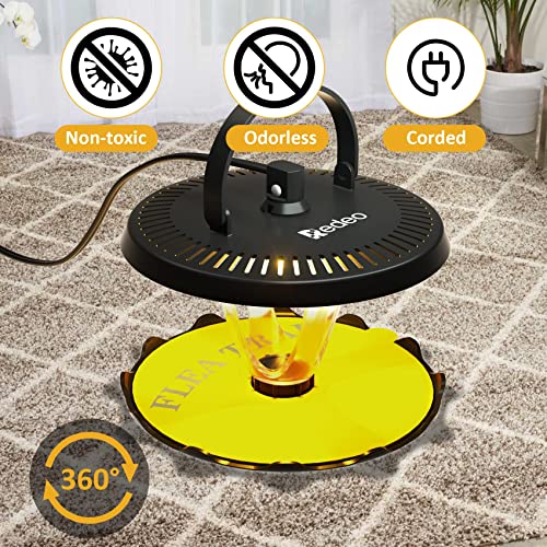 Redeo Flea Trap 2 Pack Bed Bug Traps with 4 Light Bulbs and 8 Sticky Glue Boards, Odorless Non-Toxic Flea Light Traps for Inside Your Home Safe for Kids & Pets