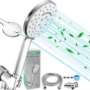 shower head, high pressure shower head with handheld, extra long 80" stainless steel hose, hand held detachable showerhead with jet modes, chrome