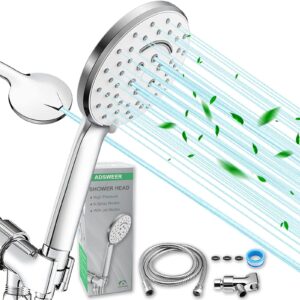 Shower Head, High Pressure Shower Head With Handheld, Extra Long 80" Stainless Steel Hose, Hand Held Detachable Showerhead With Jet Modes, Chrome