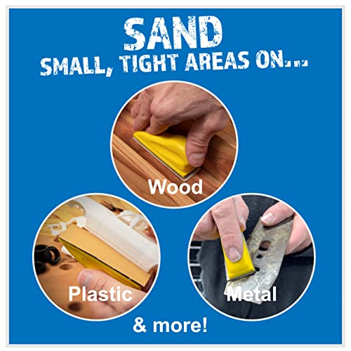Sanding Mouse Mini Detail Sander with 50 Pre-Cut Gold Sanding Strips • 10 each of The Following Grits are Included: 80, 120, 150, 220 and 400