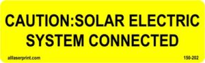 photovoltaic labels for pv solar system_"caution:solar electric system connected" _4" x 1" _pack of 16